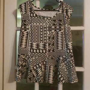 Black and White Peplum Top